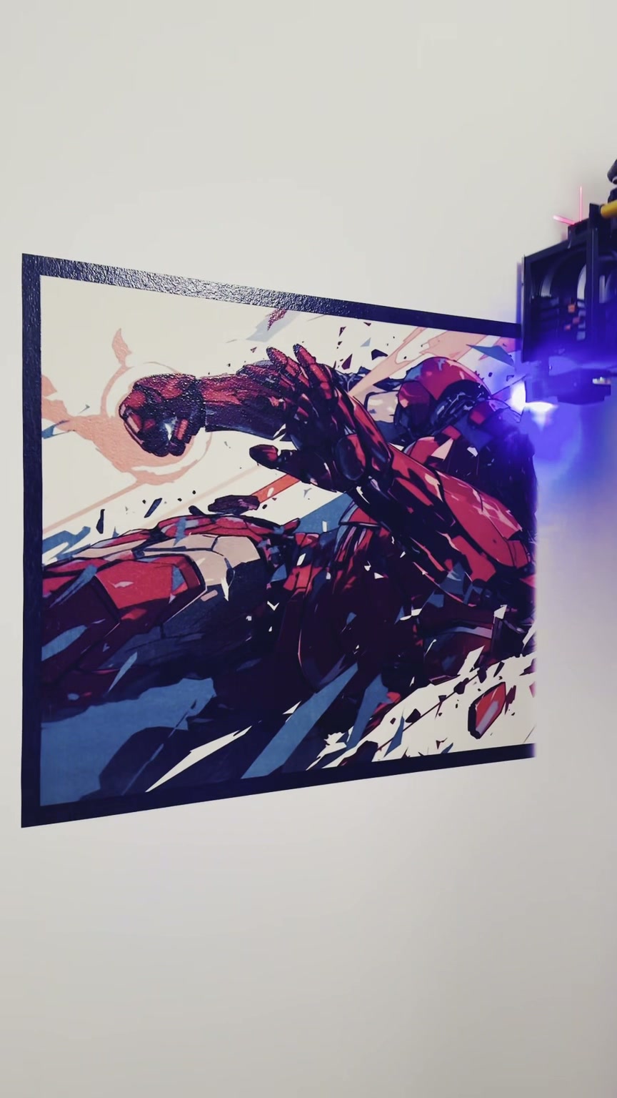 Bordered figurative artwork printed directly onto an interior wall.